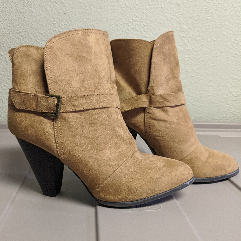 Faux suede booties